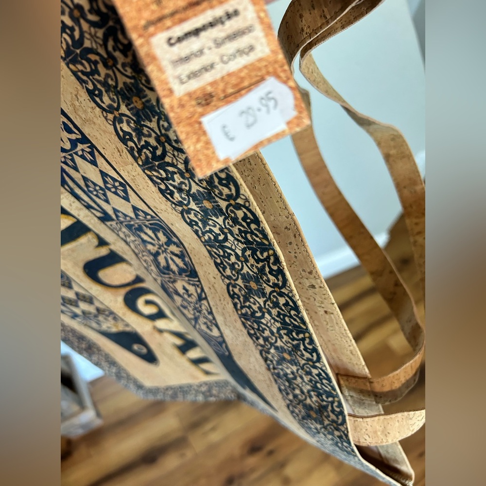 Portugal Cork Tote Bag with Fish Print - Picture 3 of 6